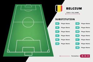 vector de plantilla de diseño de fútbol de equipo de jugador de tablero de sustitución. lista país copa del mundo. adecuado para contenido de redes sociales, promoción e información.