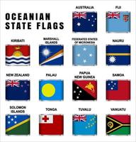 Oceanian State Flags 3D Square vector