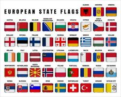 European State Flags 3D Square vector