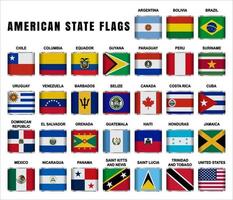 banderas del estado americano cuadrado 3d vector