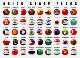 Asian State Flags 3D Rounded2 vector