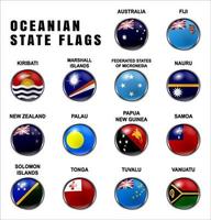 Oceanian State Flags 3D Rounded vector