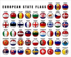 European State Flags 3D Rounded vector