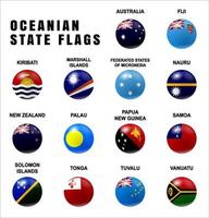 Oceanian State Flags 3D Rounded2 vector