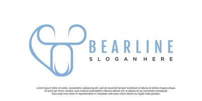 Bear logo design with simple line art creative design vector