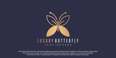 logotipo de mariposa de lujo con degradado dorado para negocios de belleza vector