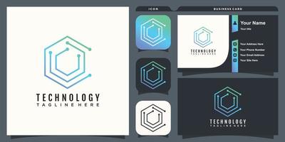 Hexagon logo with technology design concept vector