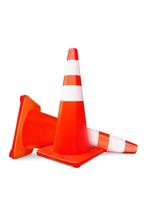 Traffic cone orange white pylon isolated on white background photo