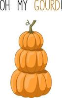 Autumn mood greeting card with stack of pumpkin vector