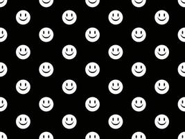 Emoji cartoon character seamless pattern on black background vector