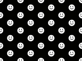 Emoji cartoon character seamless pattern on black background vector