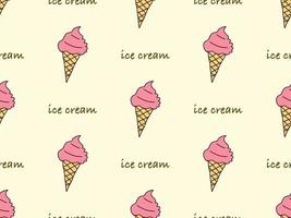 Ice cream cartoon character seamless pattern on yellow background vector