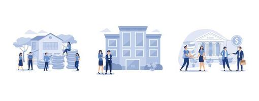 investment management, buying and choosing housing, financial services, set flat vector modern illustration