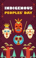 dia de los pueblos indigenas, mascaras de indigenas vector