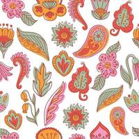 Paisley decorative seamless pattern. Colorful oriental background for textile or wrapping paper. Hand drawn vector illustration