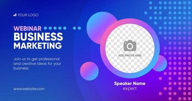 Business marketing webinar social media post template with a place for a photo. Background and illustration for social media, banner design in vector.