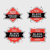 Black friday badge sale ribbons. Promotion label, sticker design template. vector