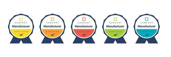 Certification badge awards with ribbon shape. Manufacturer certified logo design template. vector