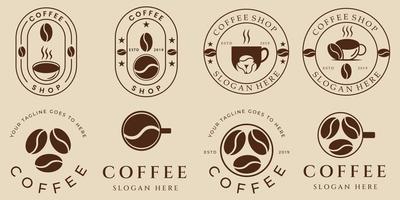 set coffee vintage, line art logo, icon and symbol, with emblem vector illustration design