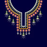 Geometric Ethnic necklace, neckline embroidery colorful traditional pattern design for woman clothing, jewelry, collar shirts, T-shirt. vector