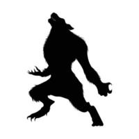 Werewolf silhouette standing for Halloween decorated various cards. vector