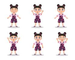 Set of emotions of a child, emotions of a girl vector
