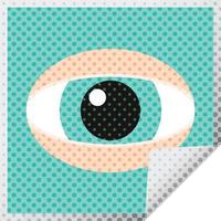 staring eye graphic vector illustration square sticker