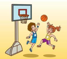 kids playing basketball vector illustration