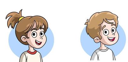 vector illustration of portrait of boy and girl
