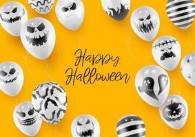 Halloween Poster and Banner Template with White Balloons on Orange background vector