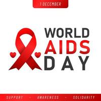 World AIDS day poster. Aids Awareness Red Ribbon. Vector illustration.