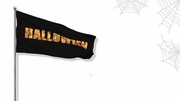 Happy Halloween Fire Text Animation of Waving Flag, 3D Rendering, Chroma key, Luma Matte Selection video