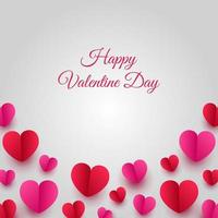 Happy valentines day paper cut style with colorful heart shape in white background vector