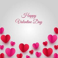 Happy valentines day paper cut style with colorful heart shape in white background vector