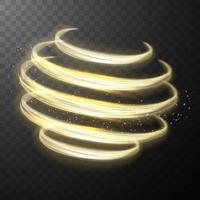 Yellow glowing shiny spiral lines abstract light speed and shiny wavy trail vector