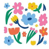 Organic Shape Flower Stuff Simple Colorful Pattern Hand Drawn Suitable for Fabric vector