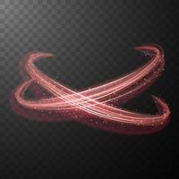 Red glowing shiny spiral lines abstract light speed and shiny wavy trail vector