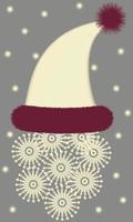ilustración de año nuevo. sombrero de elfo y copos de nieve al estilo de un cuento de hadas vector