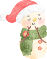 ilustración de acuarela de muñeco de nieve de navidad png