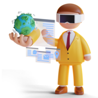 3d character of business man metaverse png