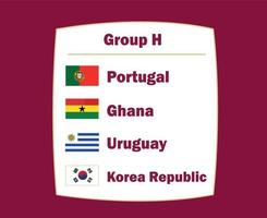portugal corea del sur uruguay y ghana emblema bandera países grupo h símbolo diseño fútbol final vector fútbol equipos ilustración