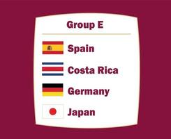 Germany Spain Japan And Costa Rica Emblem Flag Countries Group E Symbol Design football Final Vector Football Teams Illustration