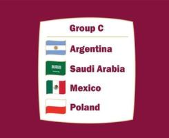 argentina polonia méxico y arabia saudita bandera cinta países grupo c símbolo diseño fútbol final vector fútbol equipos ilustración