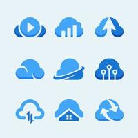 conjunto de logotipos de nubes para empresas vector