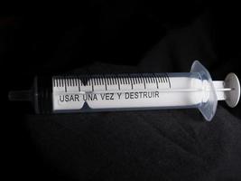 Perspective of a disposable syringe photo