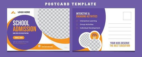 Postcard Template, School postcard design template, Vector Template for Opening Invitation Editable. Postcard design, Corporate Professional Business Postcard Design, Event Card Design, Invitation.