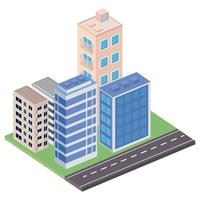 four buildings isometrics vector