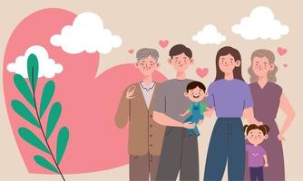 six korean family members vector