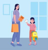 madre e hija comprando vector