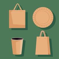 four eco packaging icons vector